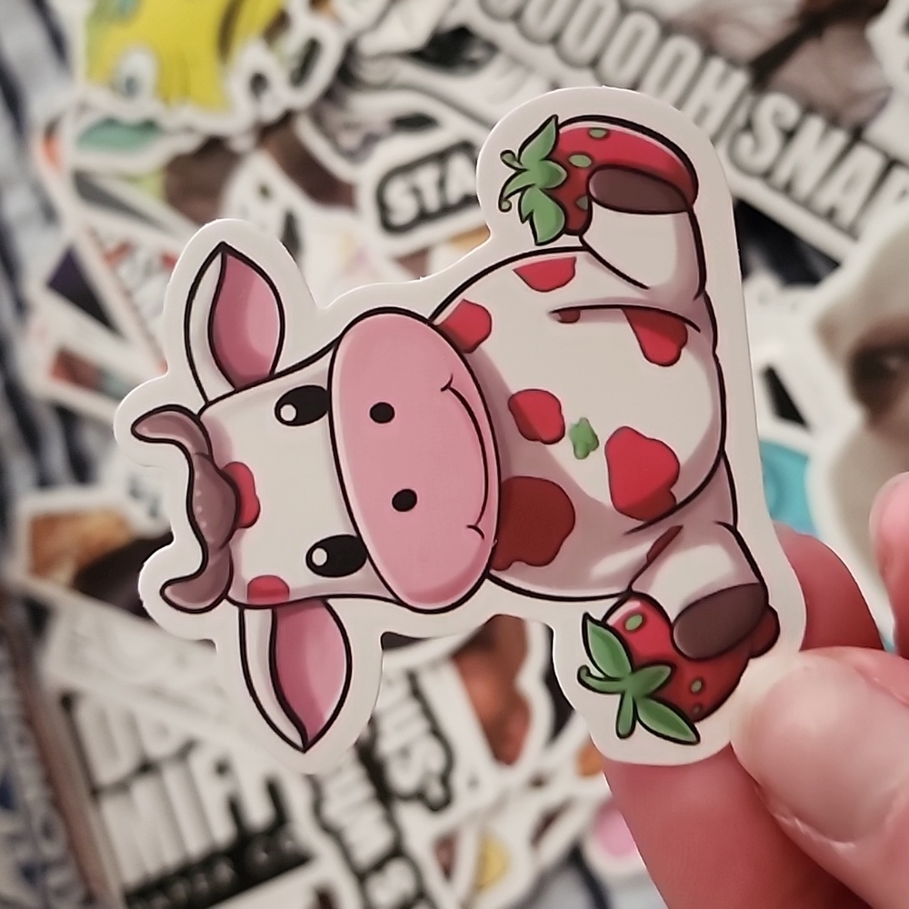 10/$10 Strawberry Cow Vinyl Sticker